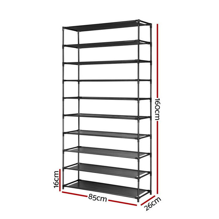10 Tier Stackable Shoe Rack - Black-#product_category#-Home Living Store