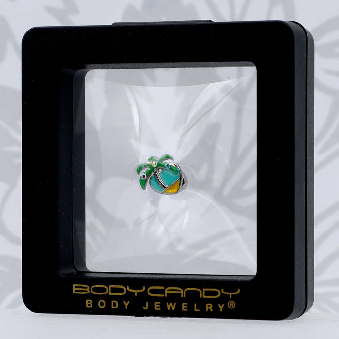 16G 1/4 Aurora Gem Beach Heart Palm Tree Cartilage Tragus Earring