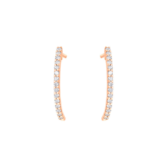 Big Semi Hoop Earrings in Rose Gold With Diamonds