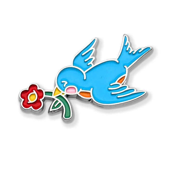 Bluebird Enamel Art Pin