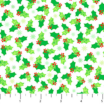 Bright Christmas Holly Fabric, Patrick Lose, Northcott