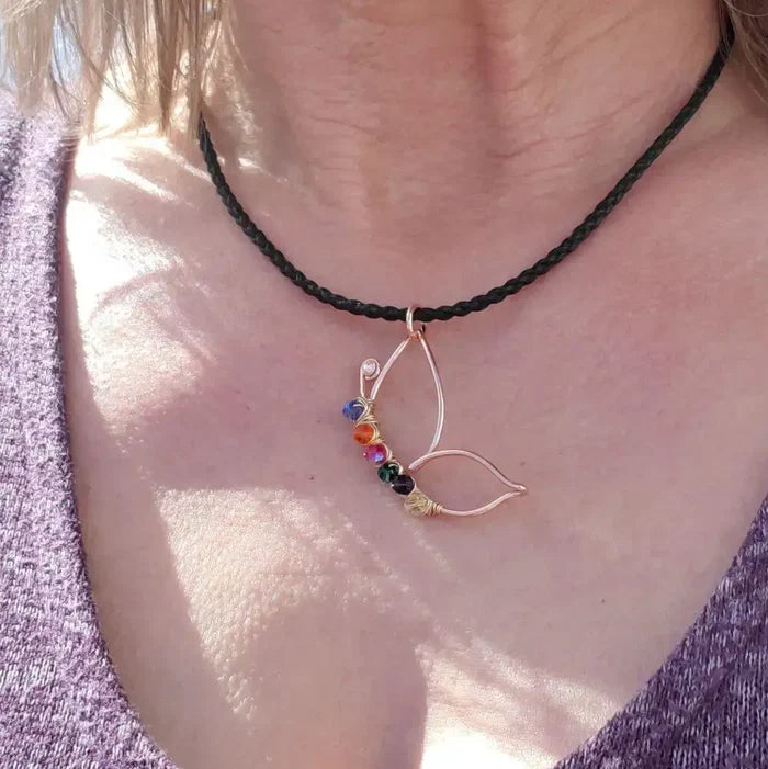 Crystal Wire Wrapped Butterfly Autism Awareness Necklace