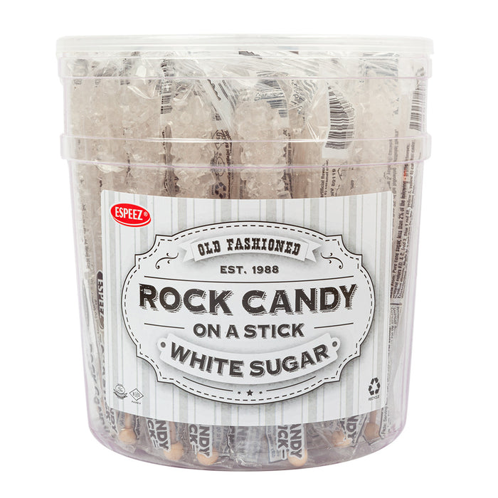 Espeez White Sugar Rock Candy Crystal Sticks - 36 Count Tubs