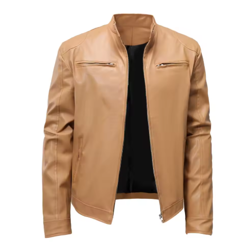 Fashionable Slim Fit Men's Leather Jacket