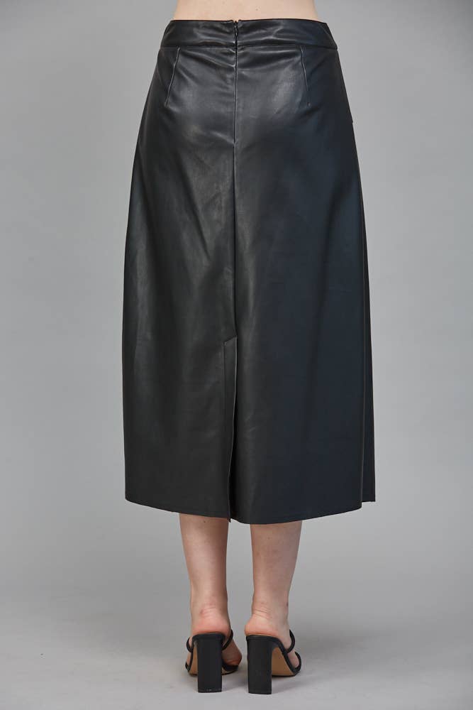 FAUX LEATHER SKIRT BLACK