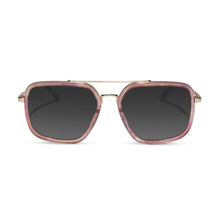 diff eyewear featuring the jordan aviator prescription sunglasses with a gold with fleur tortoise