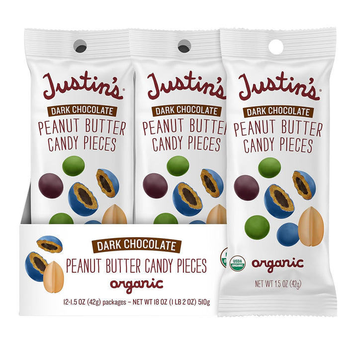 Justin's Dark Chocolate Peanut Butter Candy Pieces Pouch - 12 Count