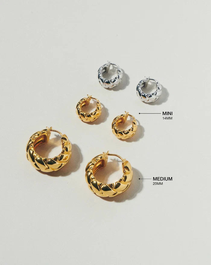 Lucy Williams Waffle Mini Hoop Earrings | 18ct Gold Plated Vermeil Earrings Missoma