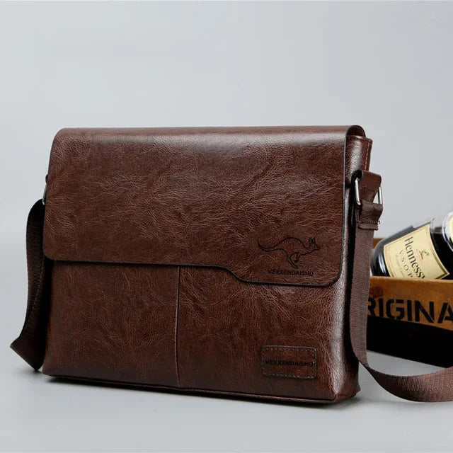 Men’s Business Leather Crossbody Messenger Bag for iPad