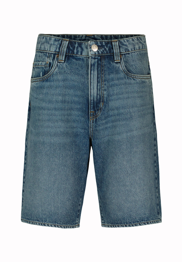 Buffalo Men Shorts Navy Denim Denim Shorts Rigid Longer Length