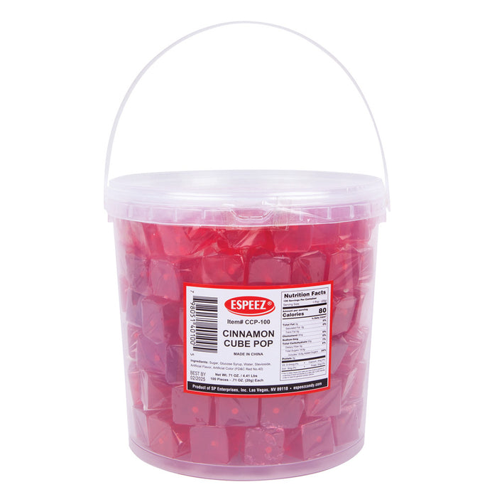 S.P. Enterprises Cinnamon Cube Pops Lollipop Tub - 100 Count