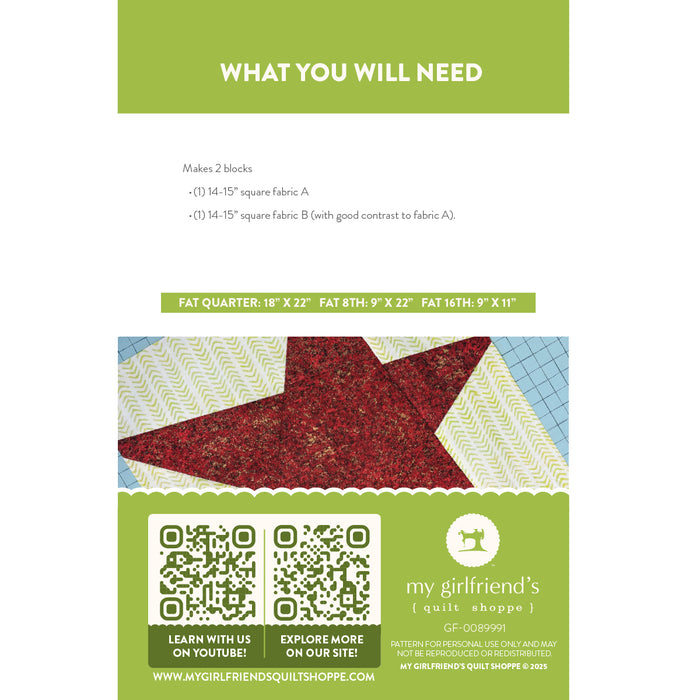 Star Walk of Fame Block 6 - Wonky Star (Downloadable Sewing Pattern)