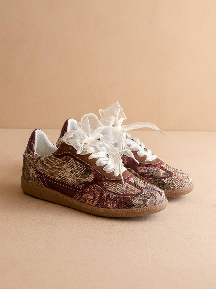 The Dalia | Mauve Tapestry Lace Up Sneaker: MAUVE TAPESTRY