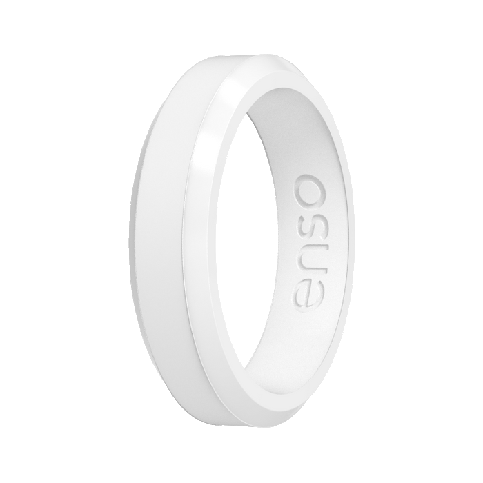 Bevel Thin Silicone Ring - White