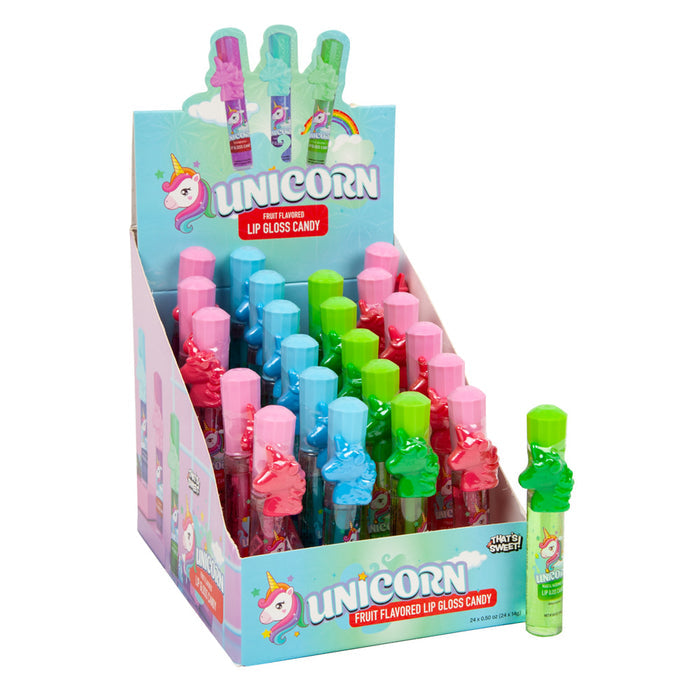 Unicorn Fruit Lip Gloss Tube Candy - 24 Count
