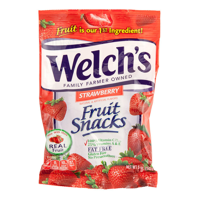 Welch's Strawberry Fruit Snacks Peg Bag - 12 Count