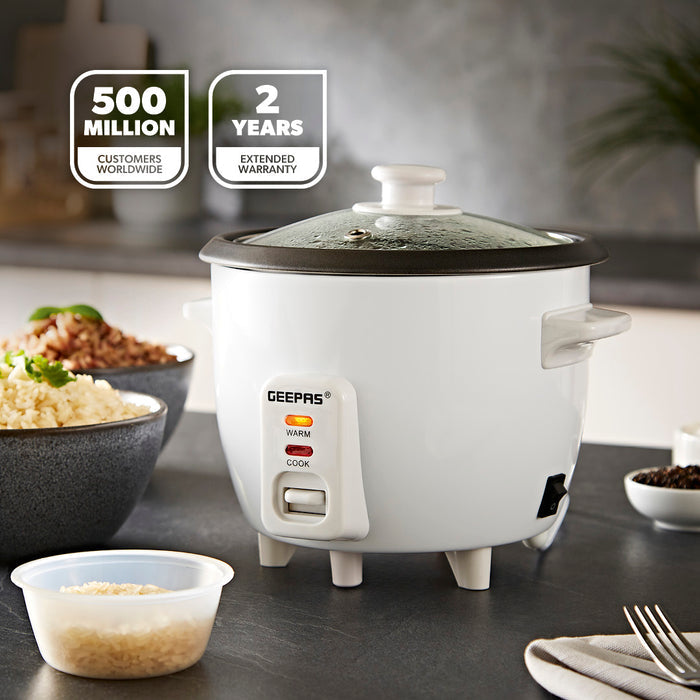 0.6L White Non-Stick Electric Rice Cooker With Cup & Spatula