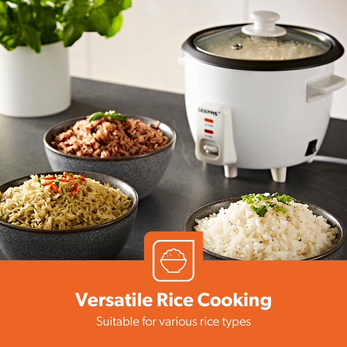 0.6L White Non-Stick Electric Rice Cooker With Cup & Spatula