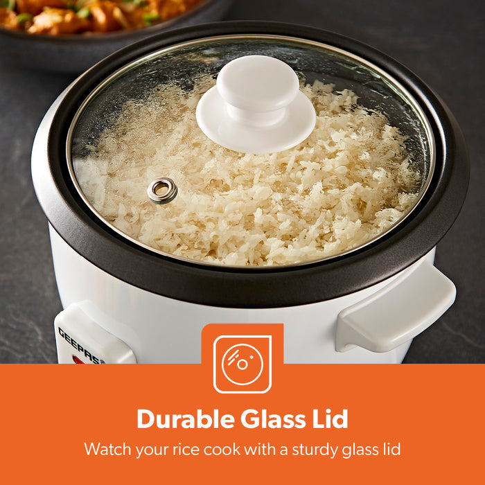 0.6L White Non-Stick Electric Rice Cooker With Cup & Spatula