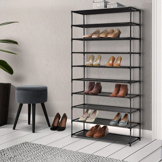 10 Tier Stackable Shoe Rack - Black-#product_category#-Home Living Store