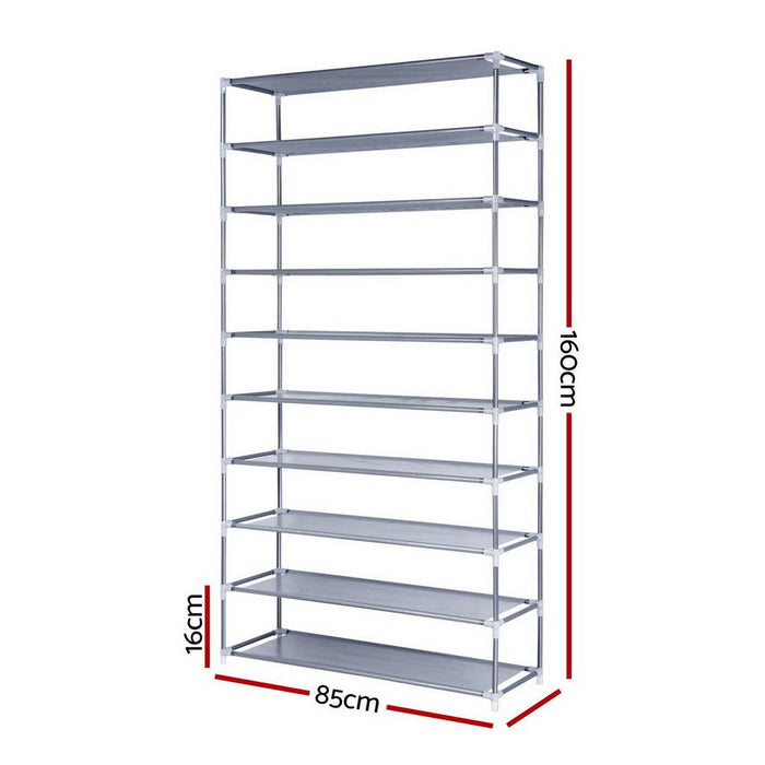 10 Tier Stackable Shoe Rack - Silver/Grey-#product_category#-Home Living Store