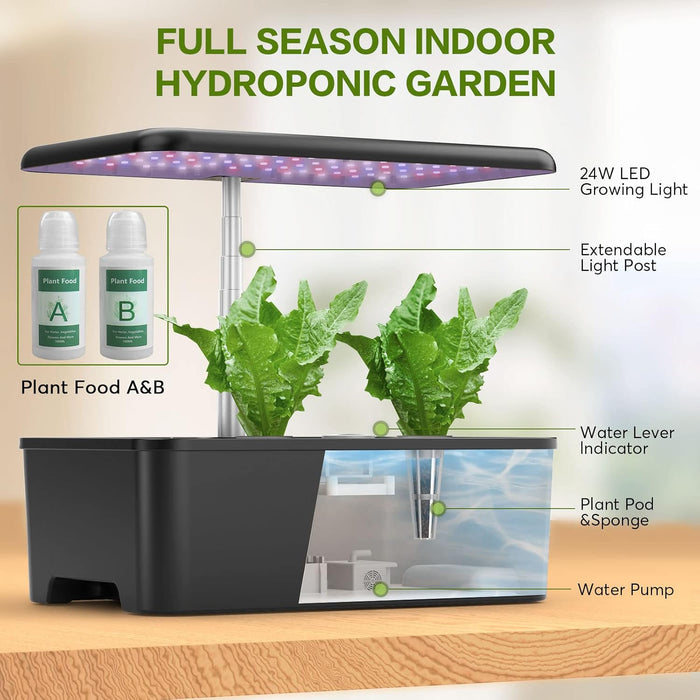 12 Pods Hydroponics Growing System, Indoor Garden with LED Grow Light - Eco Trade Company