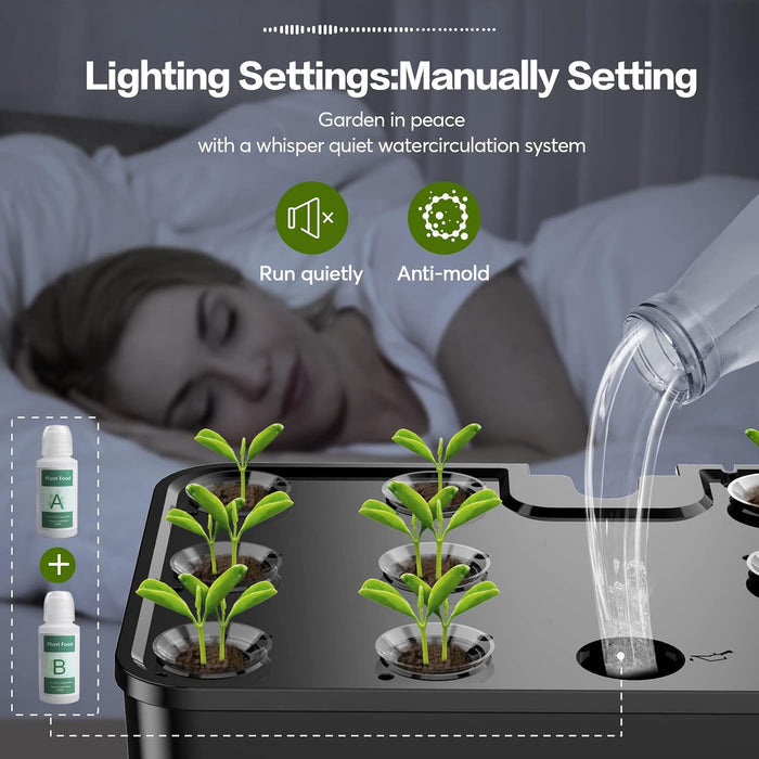 12 Pods Hydroponics Growing System, Indoor Garden with LED Grow Light - Eco Trade Company