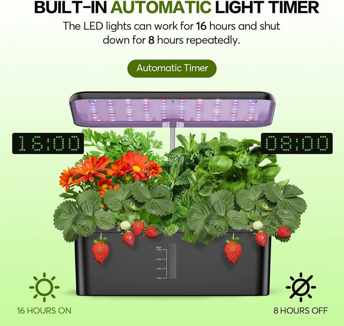 12 Pods Hydroponics Growing System, Indoor Garden with LED Grow Light - Eco Trade Company