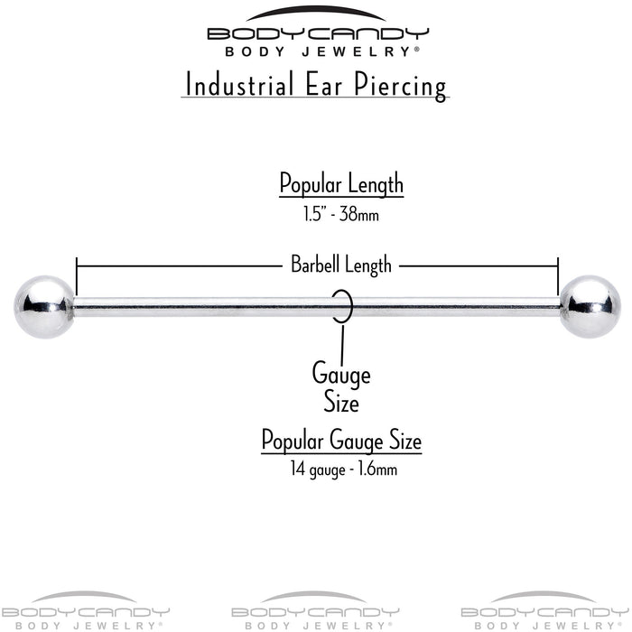 14G Aurora CZ Gem Snowflake Style Industrial Barbell 38mm