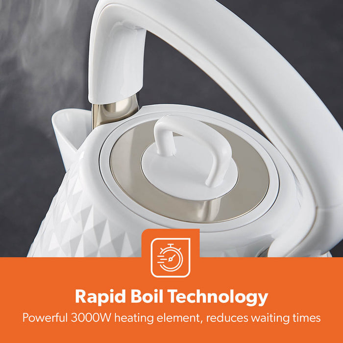 1.5L White Pyramid STRIX Rapid Boil Electric Kettle