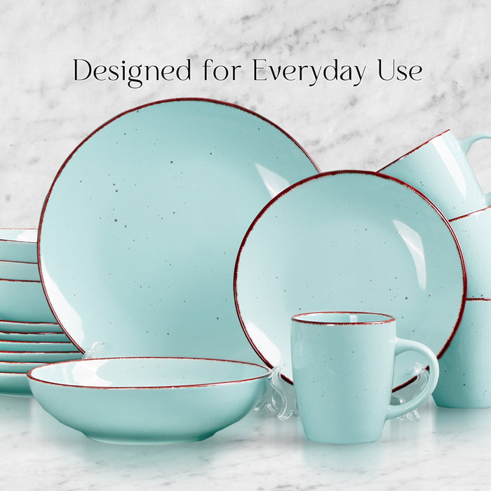 16 Piece 'Coastal Blue' Stoneware Dinnerware Set