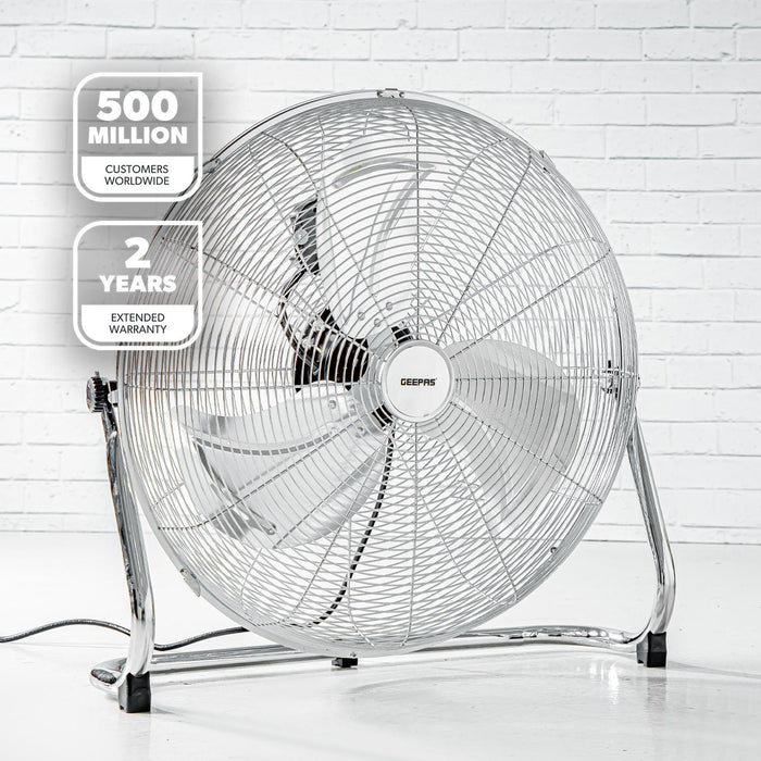 16'' Silver Chrome High-Velocity Floor Fan Fan