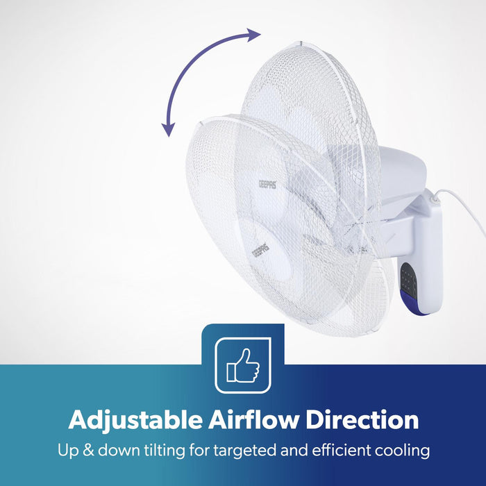 16" White Remote Controlled Three-Speed Wall Fan 45W