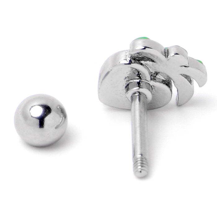 16G 1/4 Aurora Gem Beach Heart Palm Tree Cartilage Tragus Earring