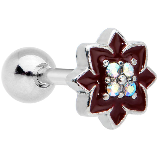 16G 1/4 Aurora Gem Poinsettia Flower Cartilage Tragus Earring