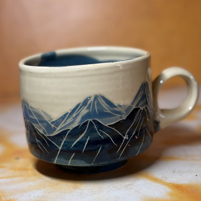 16oz Blue Mountains Mug With Flowers