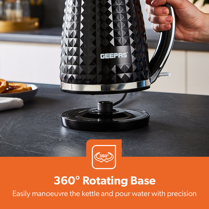 1.7L Black Honeycomb Rapid Boil Electric Kettle