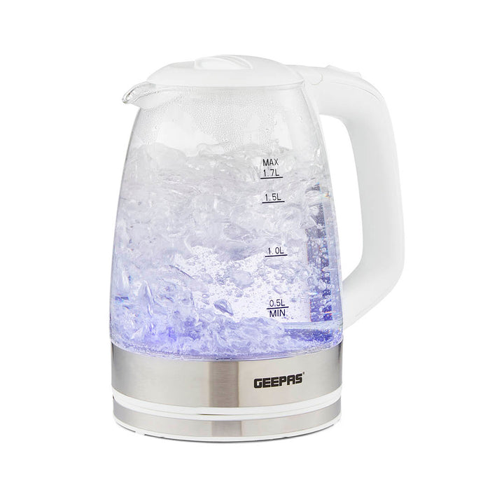 1.7L LED Rapid Boil White Glass Electric Kettle