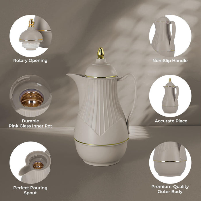 1L Vacuum Insulated Glass Thermos Arabic Jug