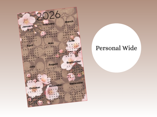 2026 Year at a glance | Personal Wide Rings | Brown Coach Cherry Blossom