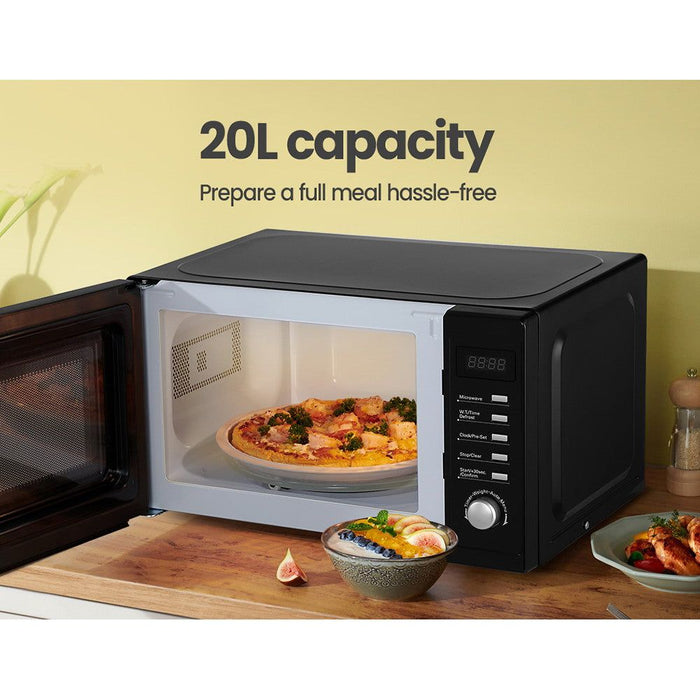 20L Microwave Oven 700W Countertop Kitchen Cooker Black-#product_category#-Home Living Store