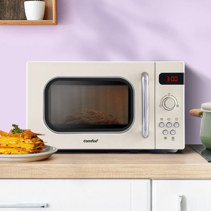 20L Microwave Oven 800W Countertop Kitchen 8 Cooking Settings Cream-#product_category#-Home Living Store