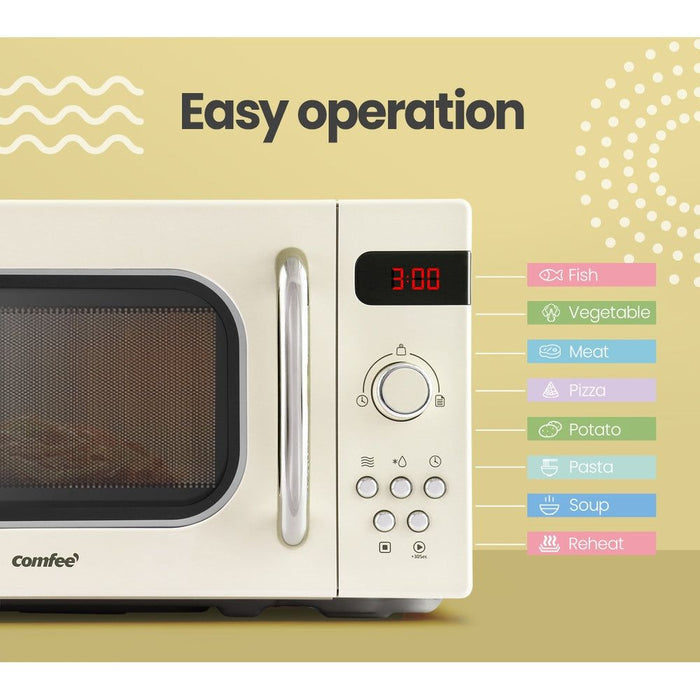 20L Microwave Oven 800W Countertop Kitchen 8 Cooking Settings Cream-#product_category#-Home Living Store