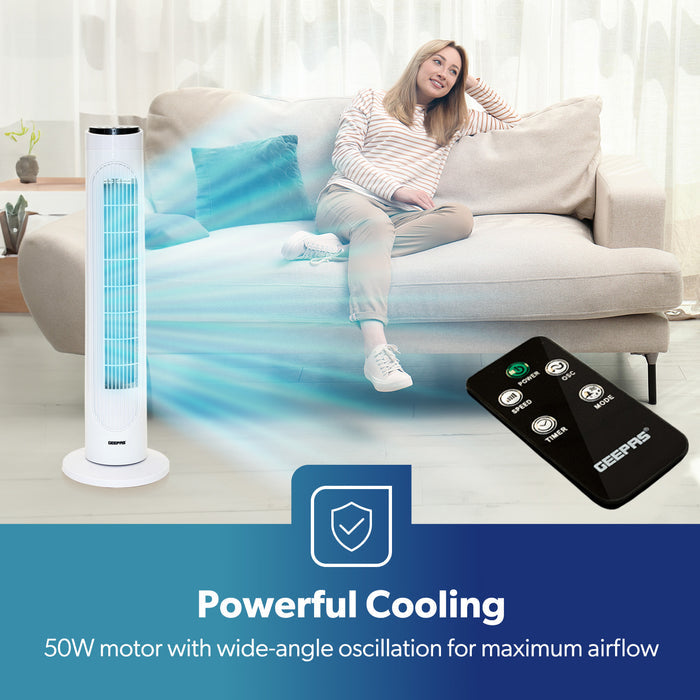 29 Inch Tower Fan Quiet Oscillating Fan With Remote Control