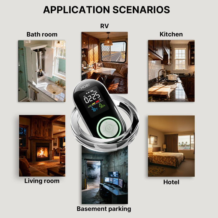 2nd Gen 4-in-1 Plug-in CO & Natural Gas Detector with LCD Display, Temp Humidity Monitor, Battery Backup(Non-Smart)
