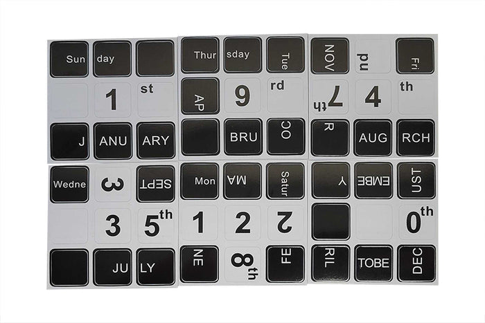 3x3 Calendar Cube Stickers V2 - Black