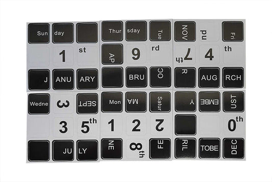 3x3 Calendar Cube Stickers V2 - Black