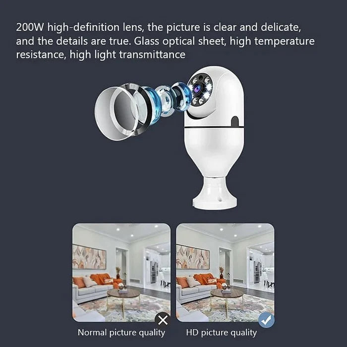 5G Wifi E27 Bulb Surveillance Camera 200W/2MP GHomeSmart® - GHome Smart Official