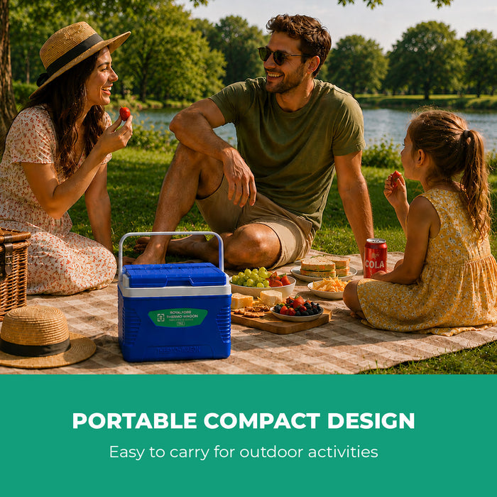 5L Insulated Ice Cooler Box - Blue - Portable, Lightweight
