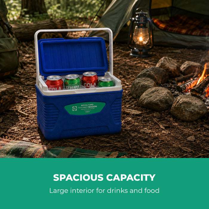 5L Insulated Ice Cooler Box - Blue - Portable, Lightweight
